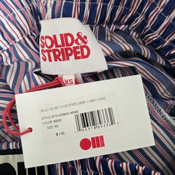 New Solid & Striped The Cherry X Oxford Varsity Stripe Lexy Boxers NWT - Picture 12 of 14